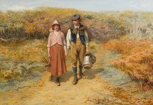 私は彼女の搾乳バケツを運んだ畑に 作： John Pettie