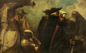 セビリアでの遺物の販売（パネルに油彩） 作： John Phillip
