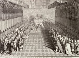 ロンドンのウェストミンスター寺院で行われたウィリアム3世の戴冠式（1689年頃 作： John Pine