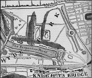 ハイドパークの地図、ロンドン、1748 1878 作： John Pine