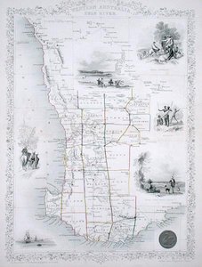 John Tallis & Co, London & New York発行の世界地図シリーズより、西オーストラリア。 作： John Rapkin