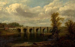 古いトレント橋、ノッティンガム、1825 作： John Rawson Walker