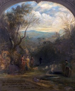 1832年にノッティンガムシャーのニューステッド修道院にある大階段のオリジナルスケッチ 作： John Rawson Walker