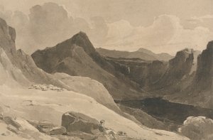羊飼いのいる山の風景 作： John Renton