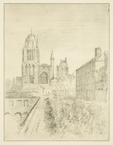 レッドクリフ教会とアルフレッド・ワーフの一部（ドローイング、水彩画 作： John Reverend Eden