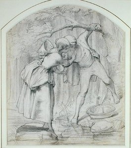 The Crossing, c.1860 （ボードに鉛筆） 作： John Richard Clayton