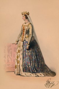 1842年、1843年5月12日、ビクトリア女王バルコスチュームの衣装を着たゲスト。 作： John Richard Coke Smyth