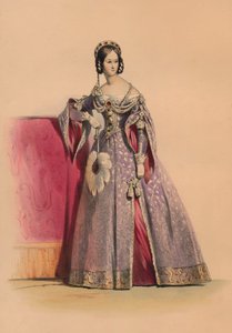 1842年、1843年5月12日、ビクトリア女王バルコスチュームの衣装を着たゲスト。 作： John Richard Coke Smyth