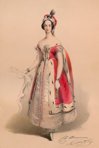 1842年、1843年5月12日、ビクトリア女王バルコスチュームの衣装を着たゲスト。 作： John Richard Coke Smyth
