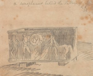 宮殿の後ろの石棺 作： John Robert Cozens