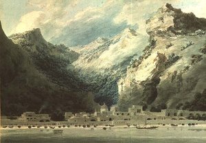 サレルノ湾の漁師町、セテラ 作： John Robert Cozens