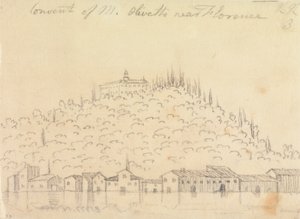 フィレンツェ近郊のモンテ・オリベット修道院 作： John Robert Cozens