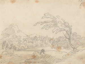 架空の都市の遠景 作： John Robert Cozens