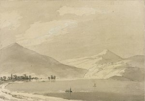 コモ湖（鉛筆と紙で洗う）（111239のペア） 作： John Robert Cozens