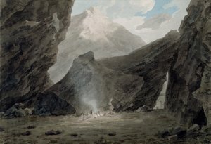 グリソンのキアヴェンナ近郊、1779年頃（水彩、黒インク、簀の紙にグラファイトを洗い流す） 作： John Robert Cozens