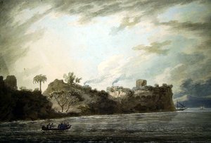 モンテキアーロからポジリポの海岸、ポイントの近くに（水彩・紙） 作： John Robert Cozens