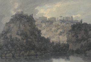 ネミ湖で、c.1780-83（紙にグラファイトとw - c） 作： John Robert Cozens