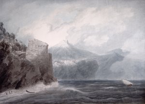 チェターラ近郊のサレルノ城（水彩・紙 作： John Robert Cozens