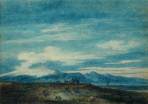 パドヴァから見たユージアの丘（水彩・紙 作： John Robert Cozens
