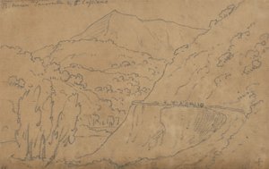 上：タベルネレとカプリアーノの間、下：ボルセーナ湖（レイド紙に黒鉛 作： John Robert Cozens