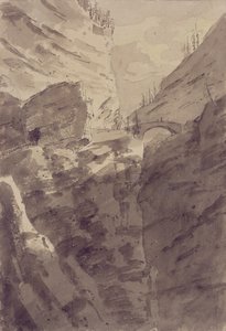 グリゾンのヴィア・マラ（紙にペン、インク、ウォッシュ 作： John Robert Cozens