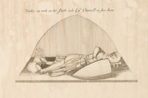 Swynnerton Church-Effigy：ペンとインクの描画、nd [19セント] 作： ジョン・ロバート・ファーニーハウ