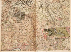 アクトン、パディントン、ハイドパーク、ケンジントンの地図 作： John Rocque