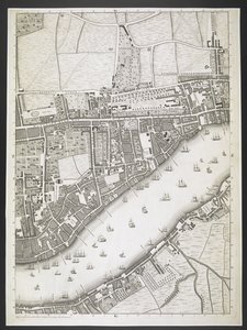 ロンドンの平面図、ラトクリフ ハイウェイ、アッパー シャドウェル ロード、  ロンドンとウェストミンスターの都市、およびサザークの自治区の計画。 : 隣接する建物と; 実測より / JOHN ROCQUE, Land-Surveyor, and Engraved by John Pine,  J