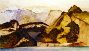 湖の風景 1880年頃（紙に水彩）（359450と対になっている） 作： John Roddam Spencer Stanhope
