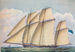 武装したラガーがすべての帆セットで強く引かれた、1825 作： John Rogers