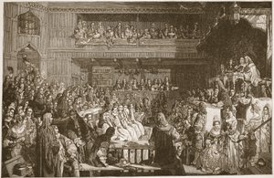 1688年の7人の司教の無罪判決、HBM Spence-Jonesによる「イングランドの教会：人々の歴史」からの挿絵。 1910年頃（セピア写真）