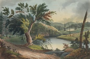 ハドソン川ポートフォリオのジェサップのランディング No. 3 の近くを表示、1821 年から 22 年。 作： John Rubens Smith