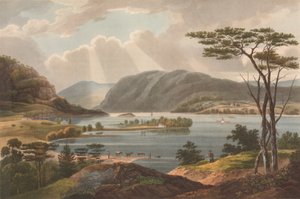 1825年、ハドソン川ポートフォリオのウェストポイントNo.15を見渡すフィッシュキルからの眺め。 作： John Rubens Smith