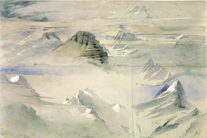 アルパインピークス：ユングフラウ他、1846年 作： John Ruskin
