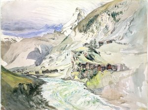 アルパインバレー：遠くのマッターホルン 作： John Ruskin