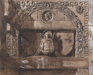 パラッツォコンタリーニデッラポルタディフェッロの玄関口（紙、ペン、インク、ウォッシュ、BC） 作： John Ruskin
