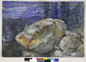 アルプスの断片、1854-56年頃（紙に鉛筆でトイレとガッシュ） 作： John Ruskin