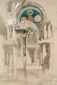ヴェネツィア、サン マルコ寺院の一部: 雨上がりのスケッチ、1846 年 5 月 27 日 作： John Ruskin