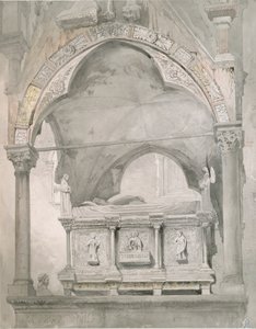 1852年、ヴェローナのマスティーノ2世・デッラ・スカラの墓の習作 作： John Ruskin