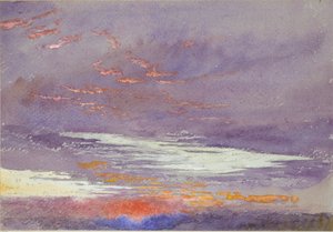 夜明けの研究: 紫色の雲、1868 年 3 月 作： John Ruskin