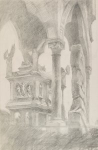 ヴェローナのマスティーノ II デッラ スカラの墓の研究、c1869。 作： John Ruskin