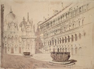 1841 年 5 月、ベネチア、ドゥカーレ宮殿の中庭 作： John Ruskin