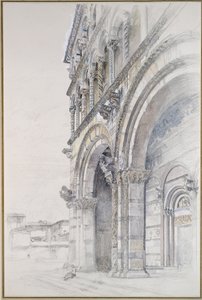 1874年7月〜8月、ルッカのサンマルティーノのドゥオーモ（紙に黒鉛、水彩、ボディカラー、一部の線が罫線）