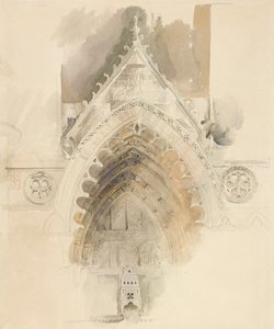 1856年5月17〜18日または9月23日、アミアン大聖堂の西口の北アーチ 作： John Ruskin