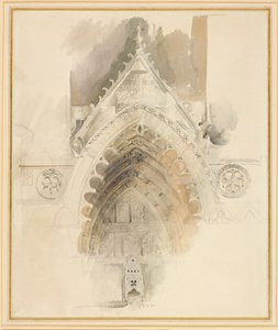 アミアン大聖堂の西入口の北側アーチ、1856年5月17日～18日または9月23日。 作： John Ruskin