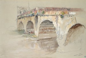 ポンテ デッラ ピエトラ、ヴェローナ、1869 年 6 月 14 ～ 17 日 作： John Ruskin
