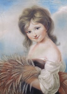 収穫の少女、c.1780（パステル） 作： John Russell