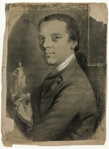 彫像を保持している若い男 作： John Russell