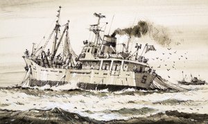 北海のソ連漁船