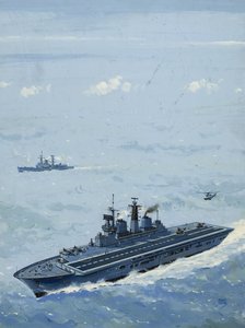 HMS インヴィンシブル（紙にグワッシュ） 作： ジョン・S・スミス